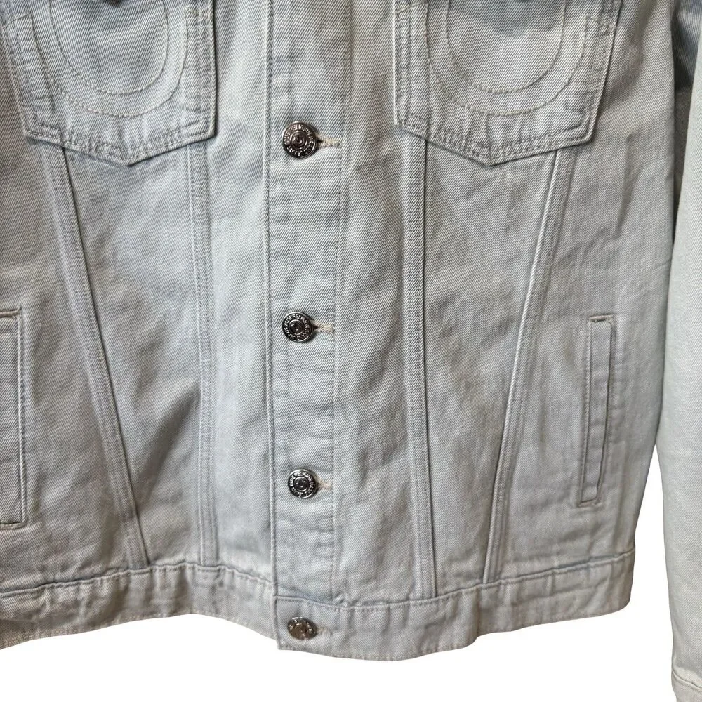 NWT True Religion Jesse Trucker Denim Jacket Light Blossom Wash Men’s large